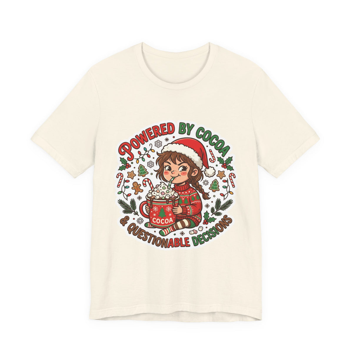 Powered by Cocoa & Questionable Decisions Christmas T-Shirt