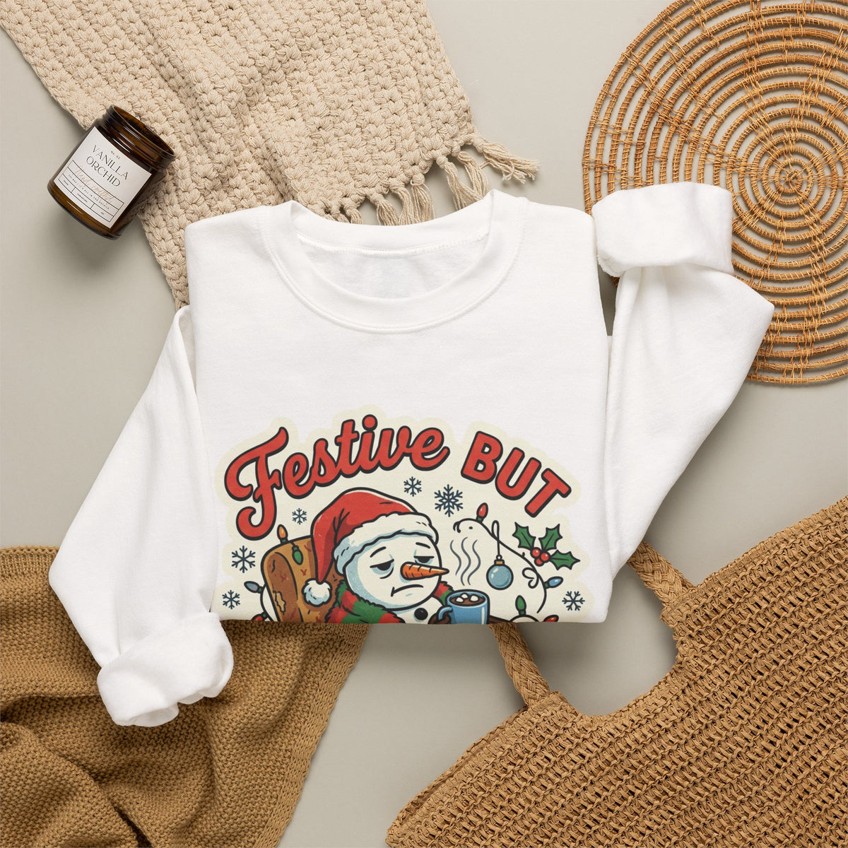 Festive but Socially Exhausted Christmas Crewneck Sweatshirt