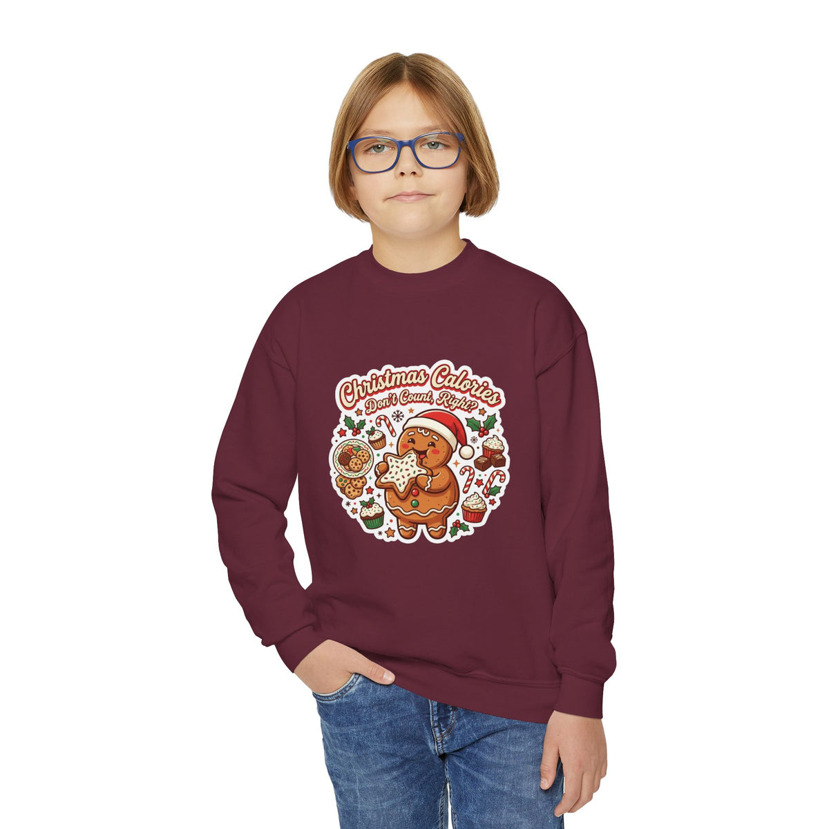 Christmas Calories Don't Count, Right? Kids Sweatshirt