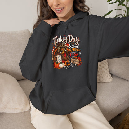 Turkey Day Social Battery: Low Thanksgiving Hoodie