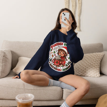 Powered by Cocoa & Questionable Decisions Christmas Crewneck Sweatshirt