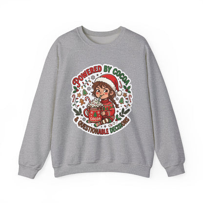 Powered by Cocoa & Questionable Decisions Christmas Crewneck Sweatshirt