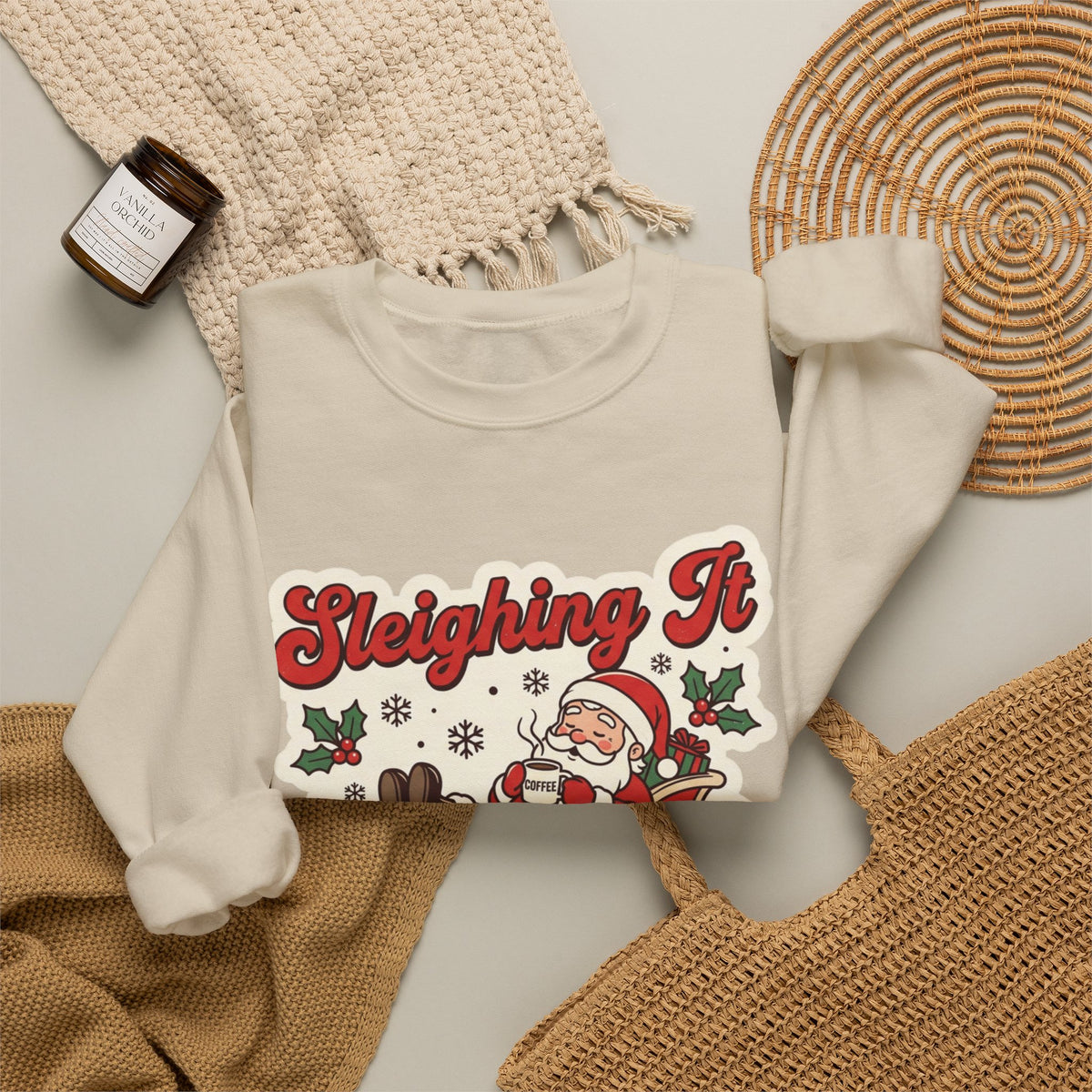 Sleighing It, Eventually Christmas Crewneck Sweatshirt