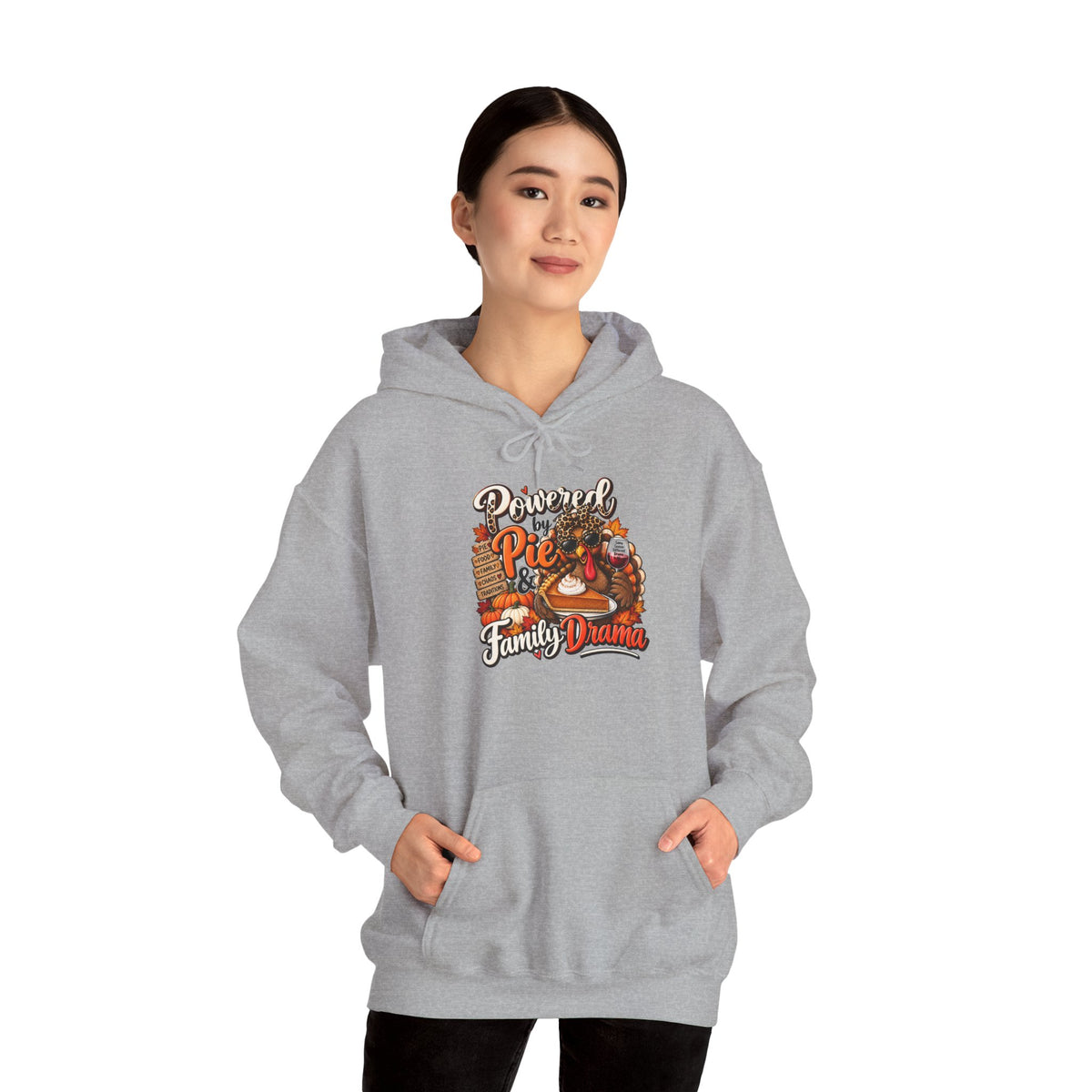 Powered by Pie & Family Drama Thanksgiving Hoodie