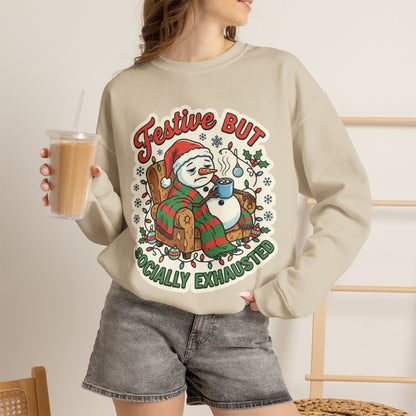 Festive but Socially Exhausted Christmas Crewneck Sweatshirt