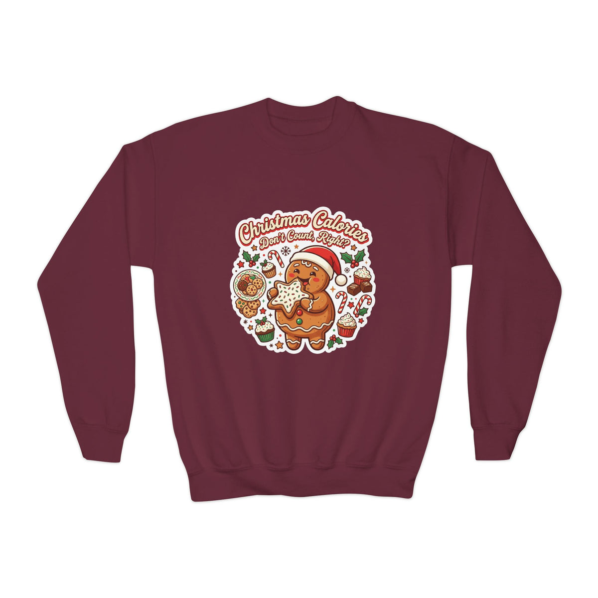 Christmas Calories Don't Count, Right? Kids Sweatshirt