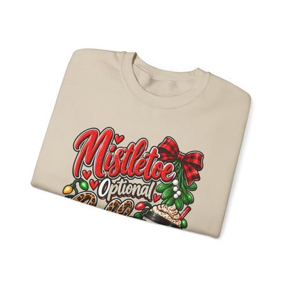 Mistletoe Optional, Coffee Required Christmas Crewneck Sweatshirt