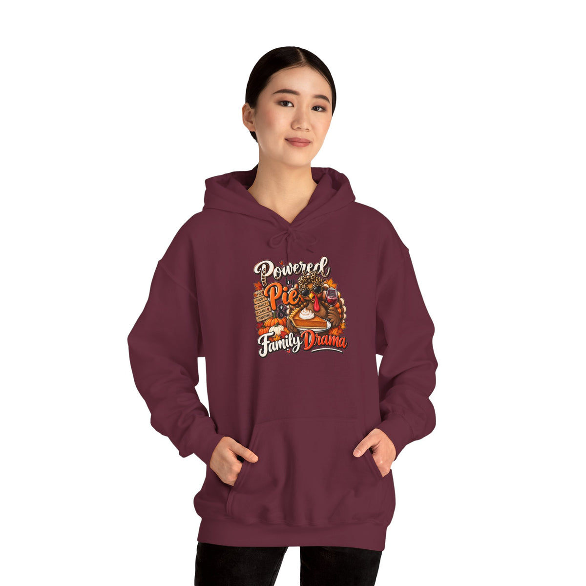 Powered by Pie & Family Drama Thanksgiving Hoodie