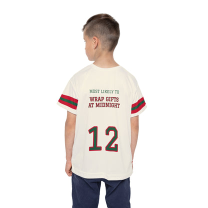 Santa's Squad Most Likely to Wrap Gifts at Midnight Kids Christmas Jersey