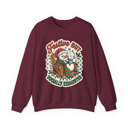 Festive but Socially Exhausted Christmas Crewneck Sweatshirt