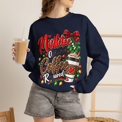 Mistletoe Optional, Coffee Required Christmas Crewneck Sweatshirt