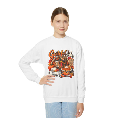 Grateful-ish, Hungry Always Kids Thanksgiving Sweatshirt