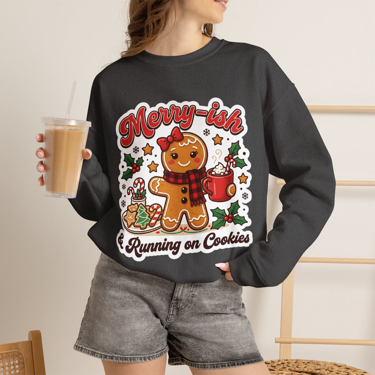 Merry-ish & Running on Cookies Christmas Crewneck Sweatshirt