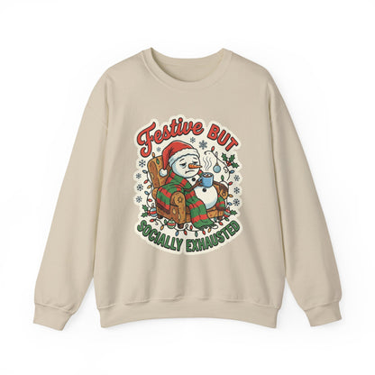Festive but Socially Exhausted Christmas Crewneck Sweatshirt