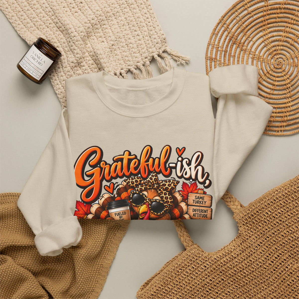 Grateful-ish, Hungry Always Thanksgiving Crewneck Sweatshirt