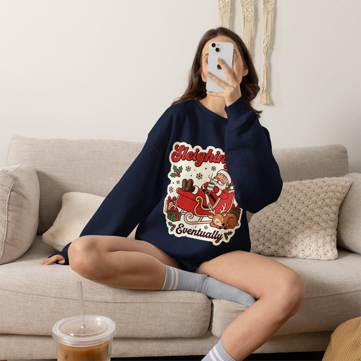 Sleighing It, Eventually Christmas Crewneck Sweatshirt