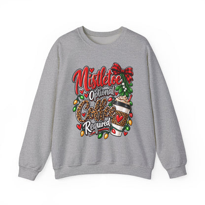 Mistletoe Optional, Coffee Required Christmas Crewneck Sweatshirt