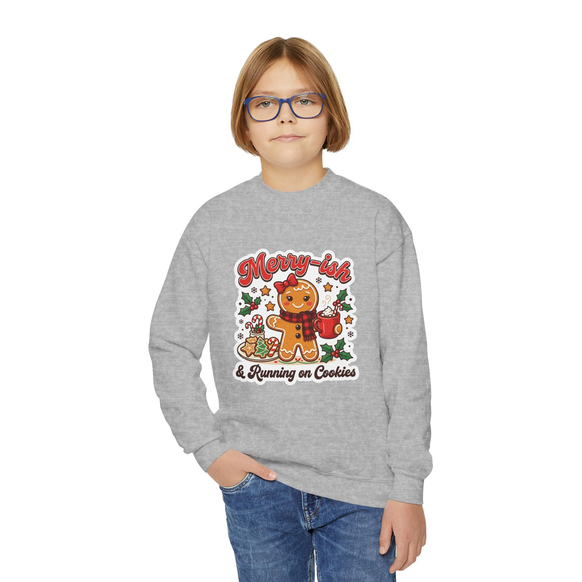 Merry-ish & Running on Cookies Kids Christmas Sweatshirt