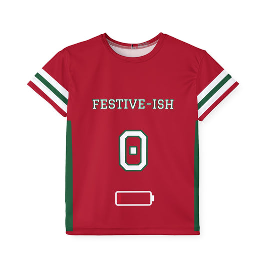 Social Battery 0% Kids Christmas Football Jersey