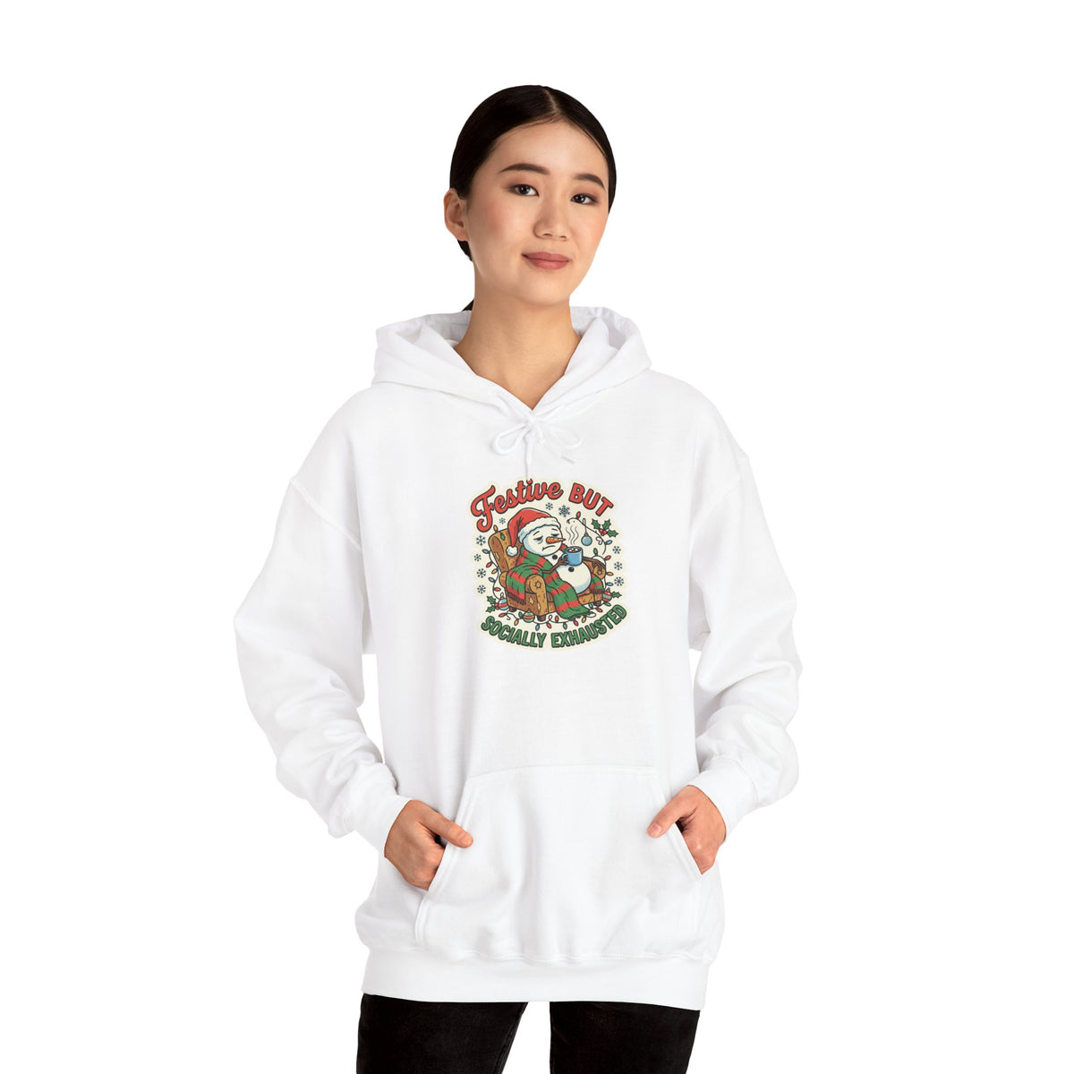 Festive but Socially Exhausted Christmas Hoodie