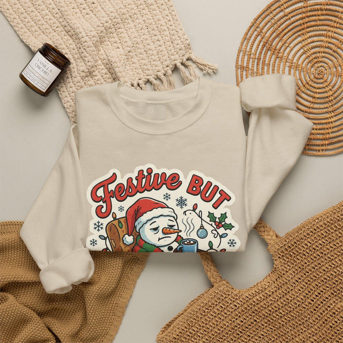 Festive but Socially Exhausted Christmas Crewneck Sweatshirt