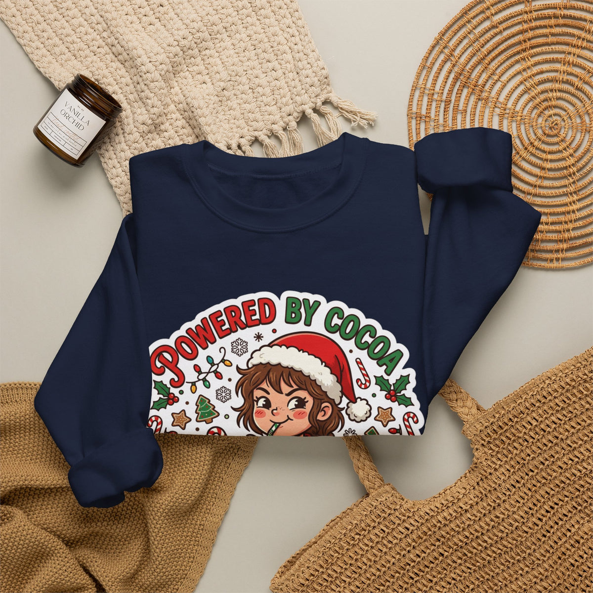 Powered by Cocoa & Questionable Decisions Christmas Crewneck Sweatshirt
