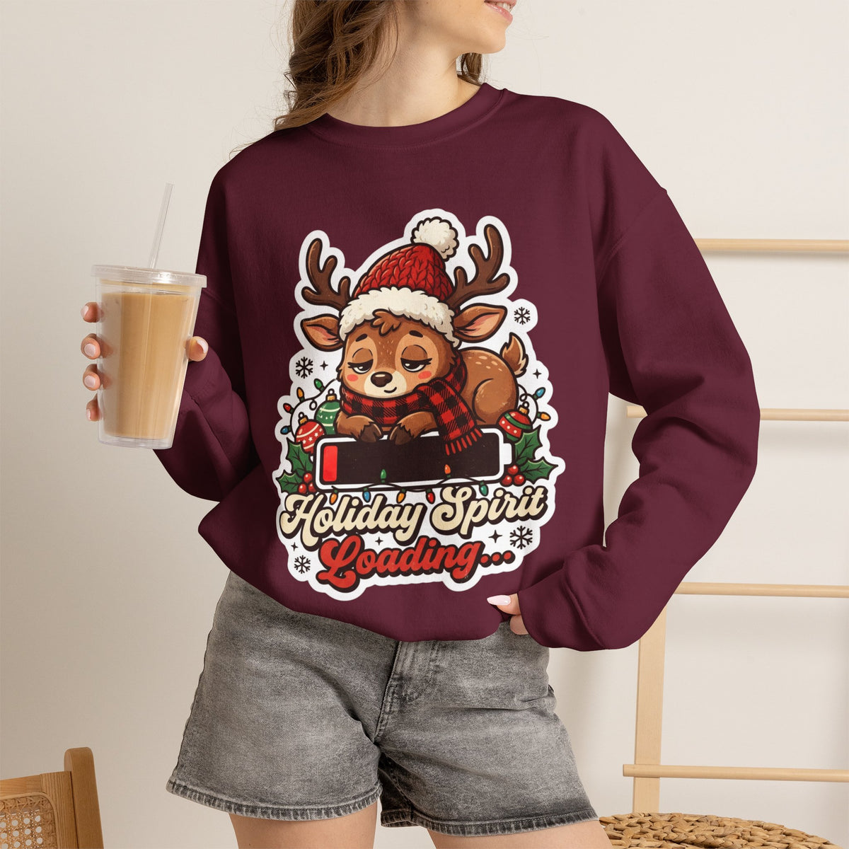 Holiday Spirit Loading Christmas Crewneck Sweatshirt