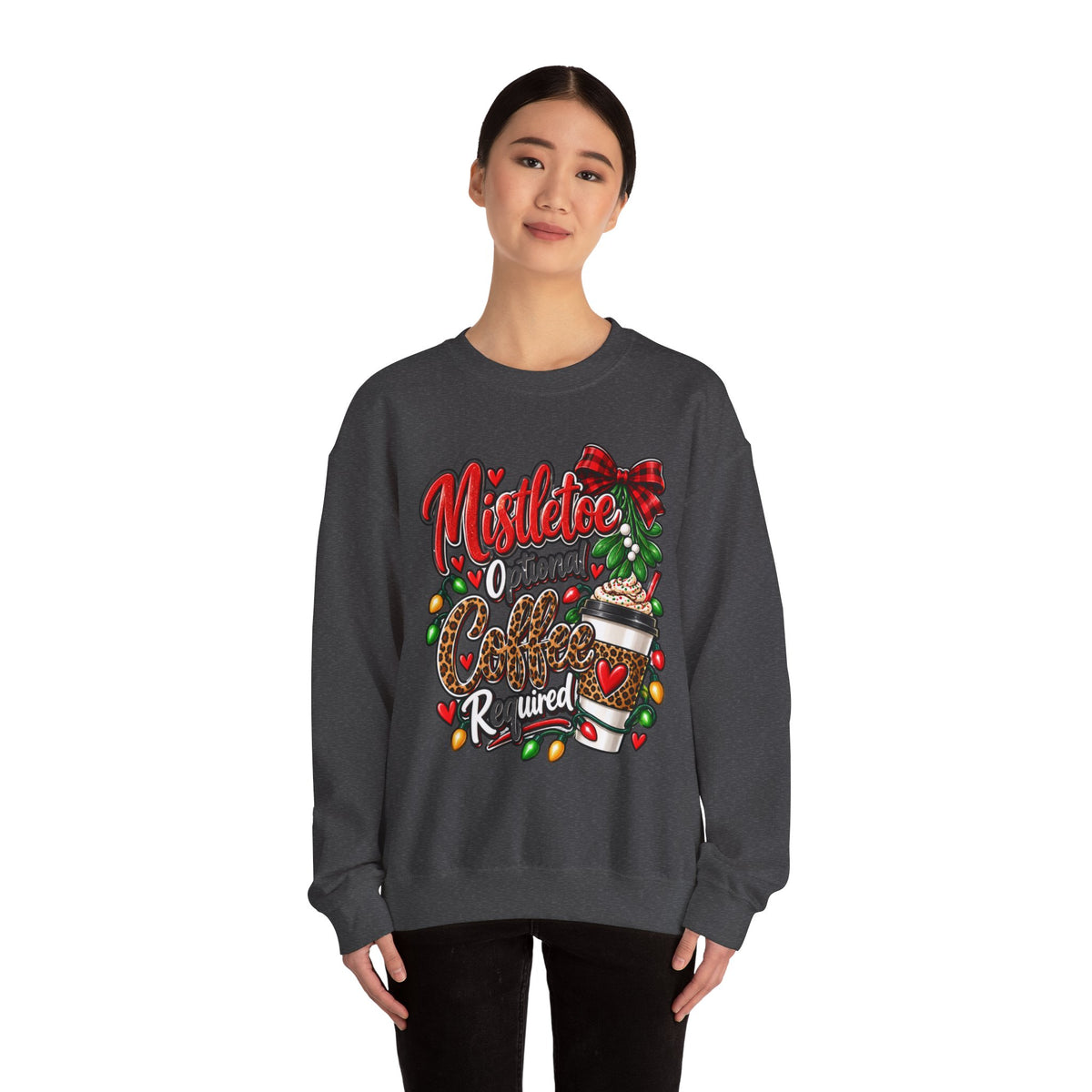 Mistletoe Optional, Coffee Required Christmas Crewneck Sweatshirt