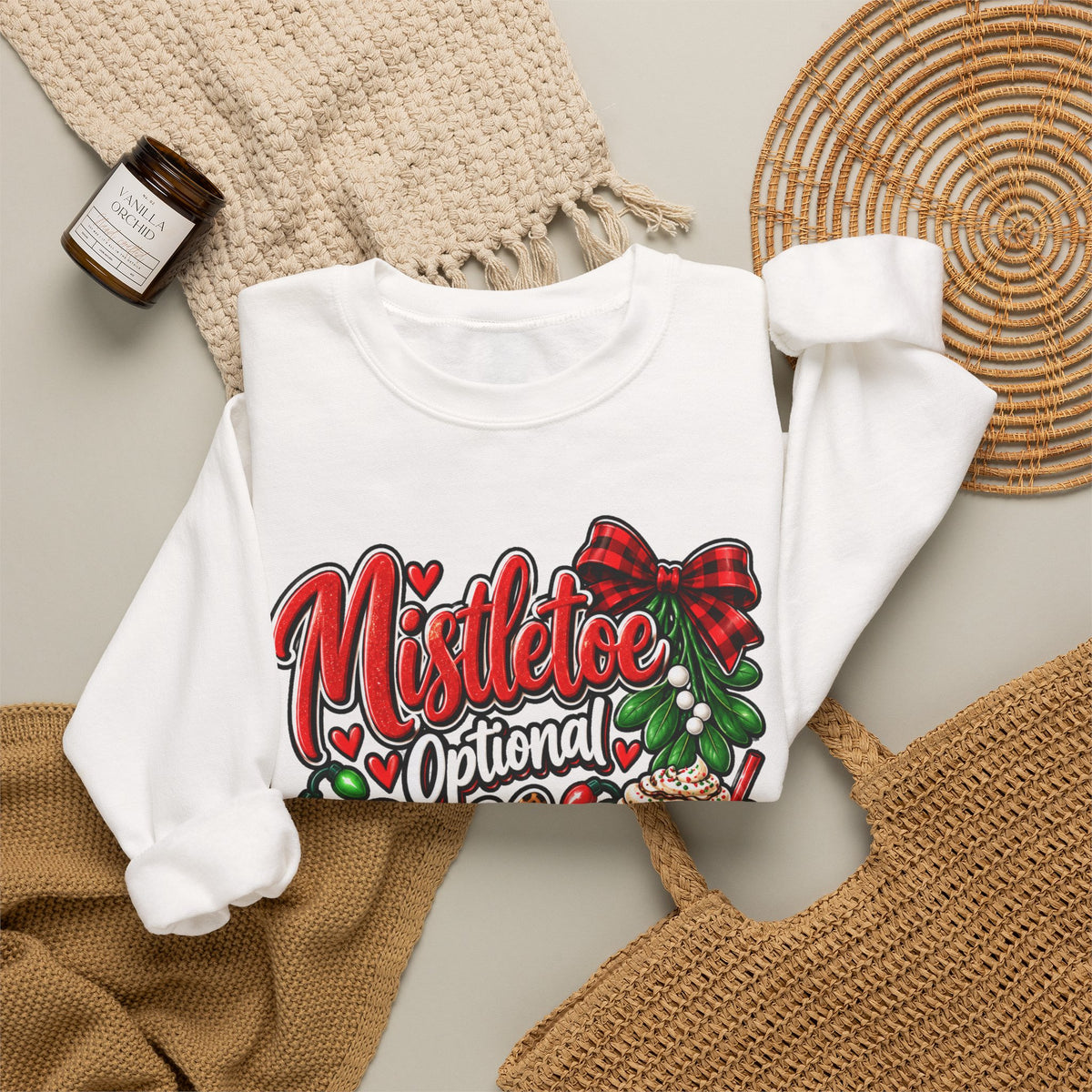 Mistletoe Optional, Coffee Required Christmas Crewneck Sweatshirt