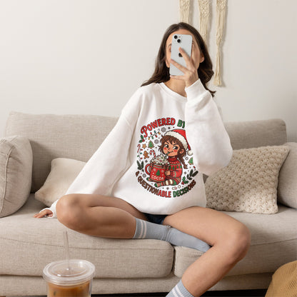 Powered by Cocoa & Questionable Decisions Christmas Crewneck Sweatshirt