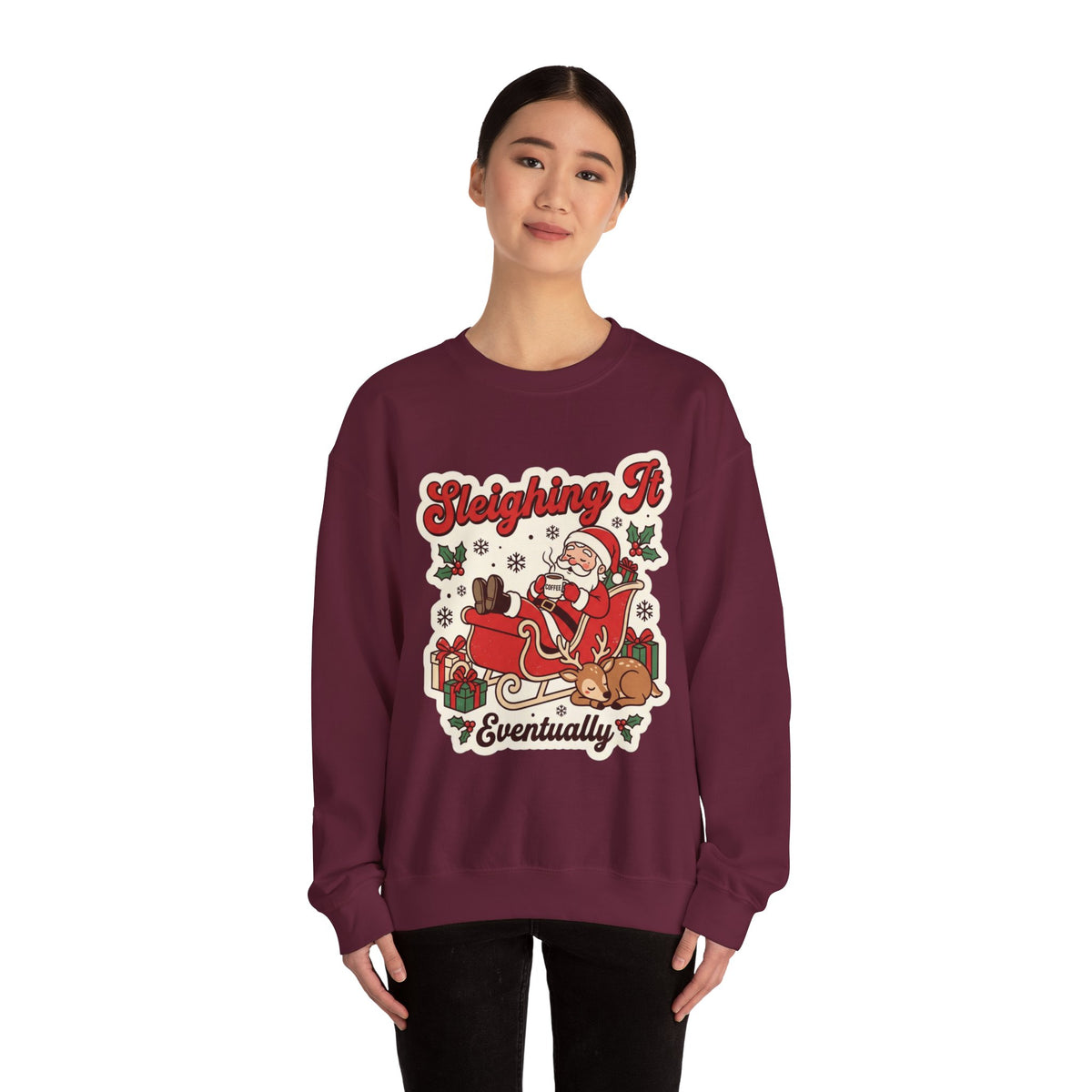 Sleighing It, Eventually Christmas Crewneck Sweatshirt