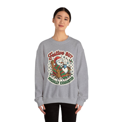 Festive but Socially Exhausted Christmas Crewneck Sweatshirt