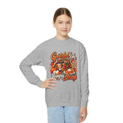 Grateful-ish, Hungry Always Kids Thanksgiving Sweatshirt