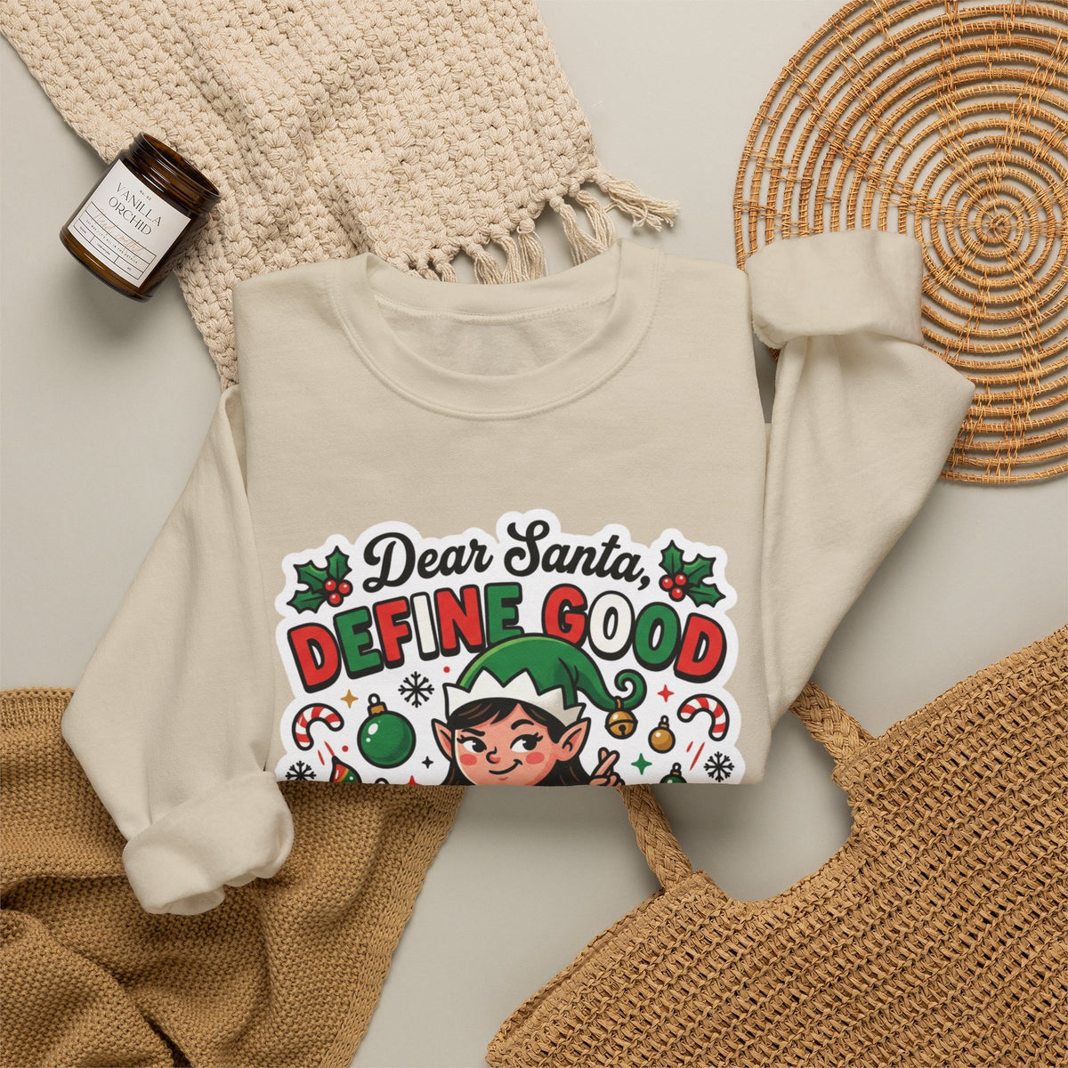 Dear Santa, Define Good Christmas Crewneck Sweatshirt