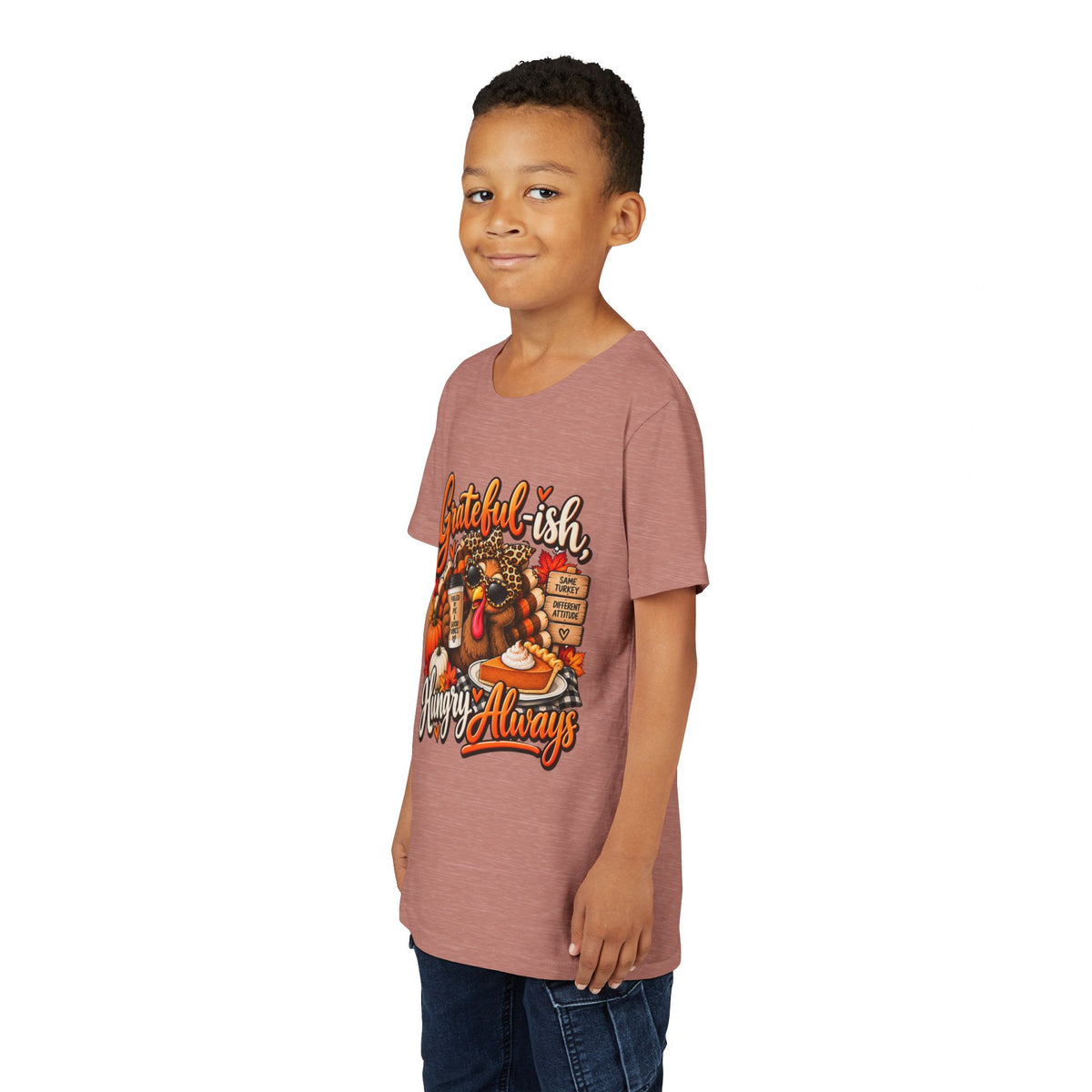 Grateful-ish, Hungry Always Kids Thanksgiving T-Shirt