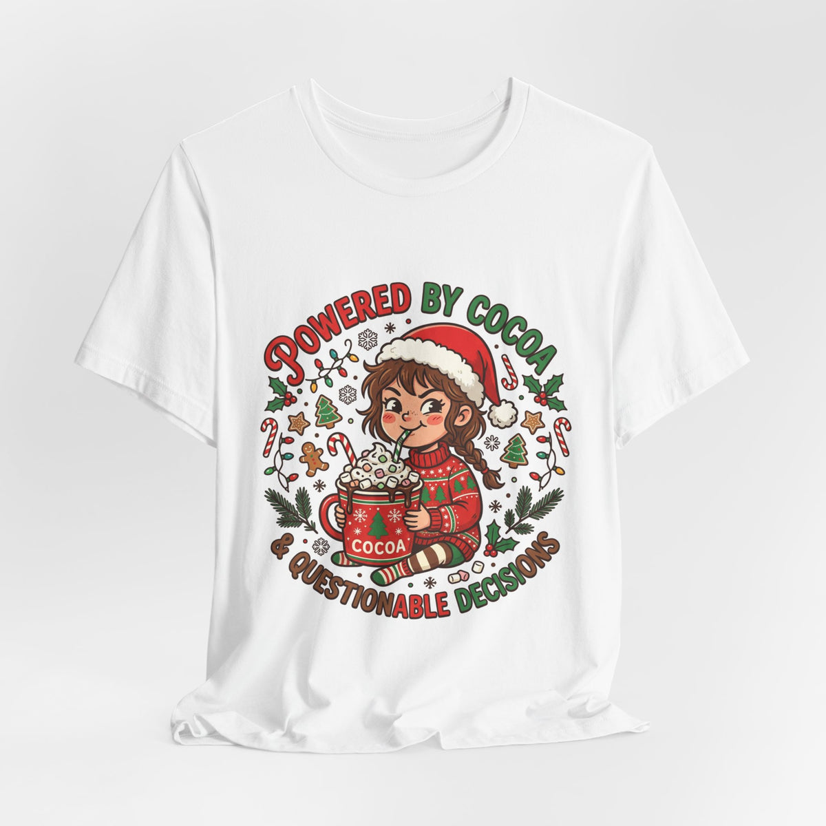 Powered by Cocoa & Questionable Decisions Christmas T-Shirt