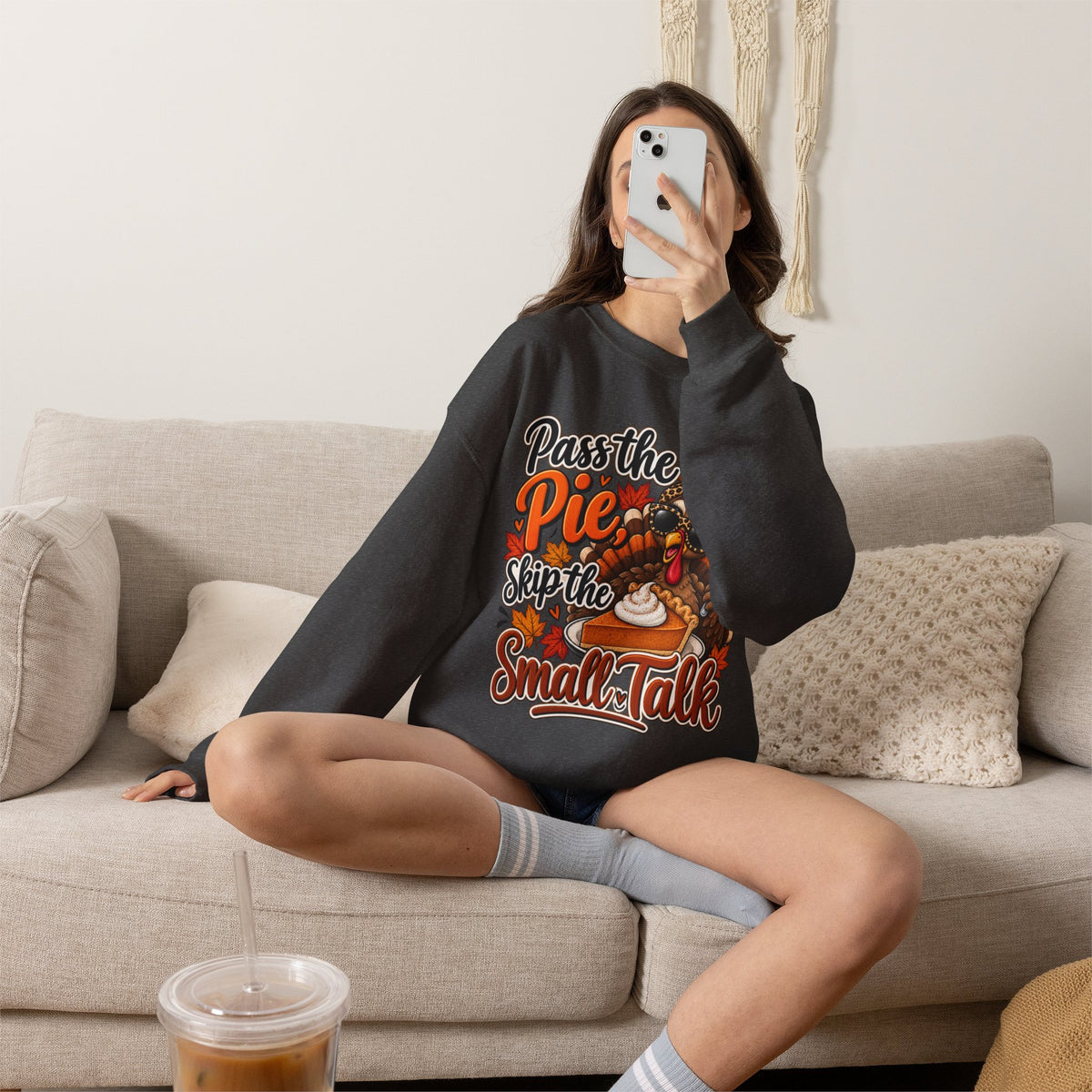 Pass the Pie, Skip the Small Talk Thanksgiving Crewneck Sweatshirt