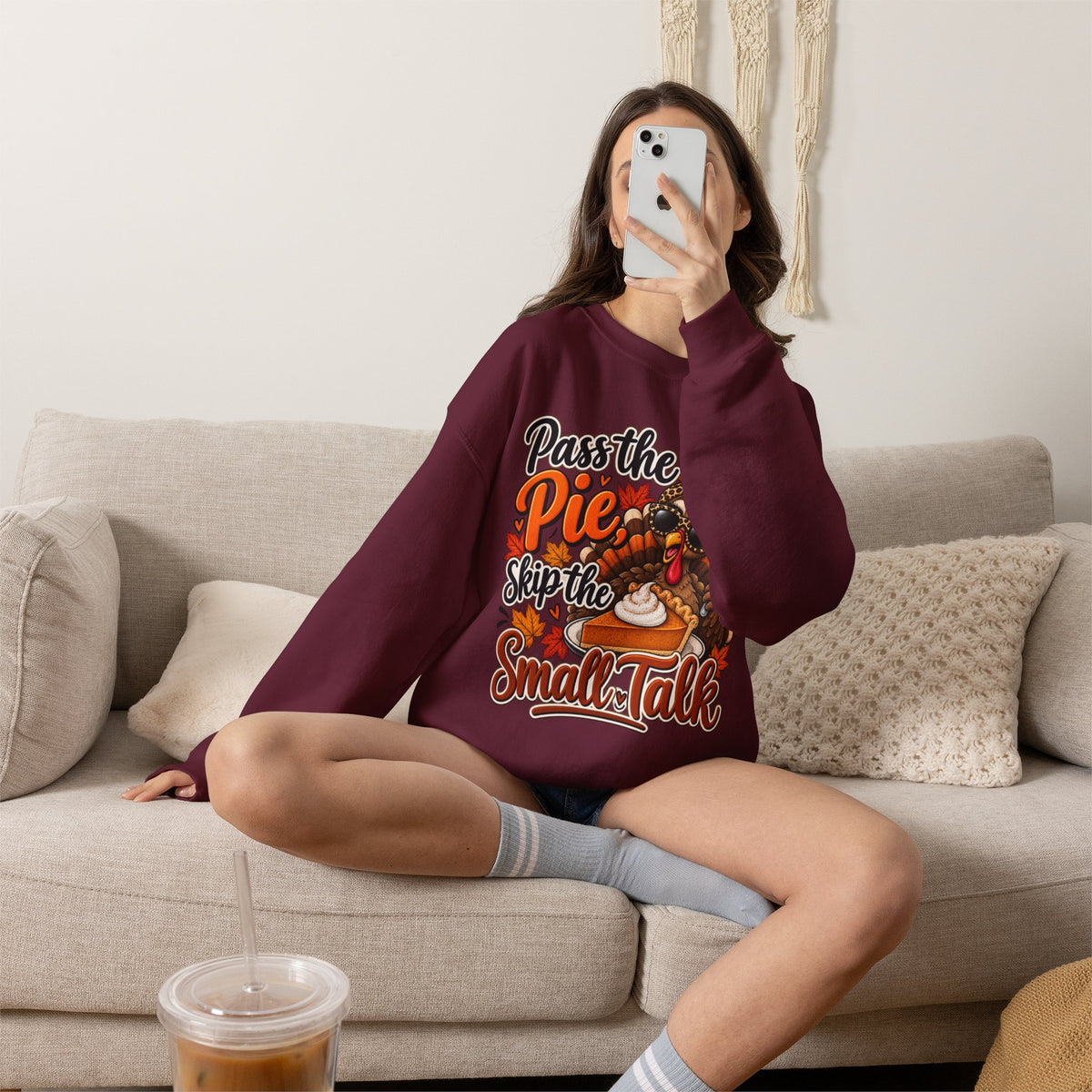 Pass the Pie, Skip the Small Talk Thanksgiving Crewneck Sweatshirt