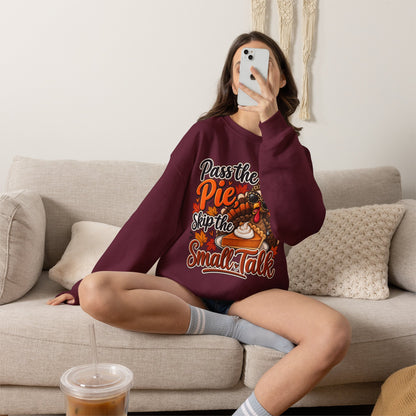 Pass the Pie, Skip the Small Talk Thanksgiving Crewneck Sweatshirt