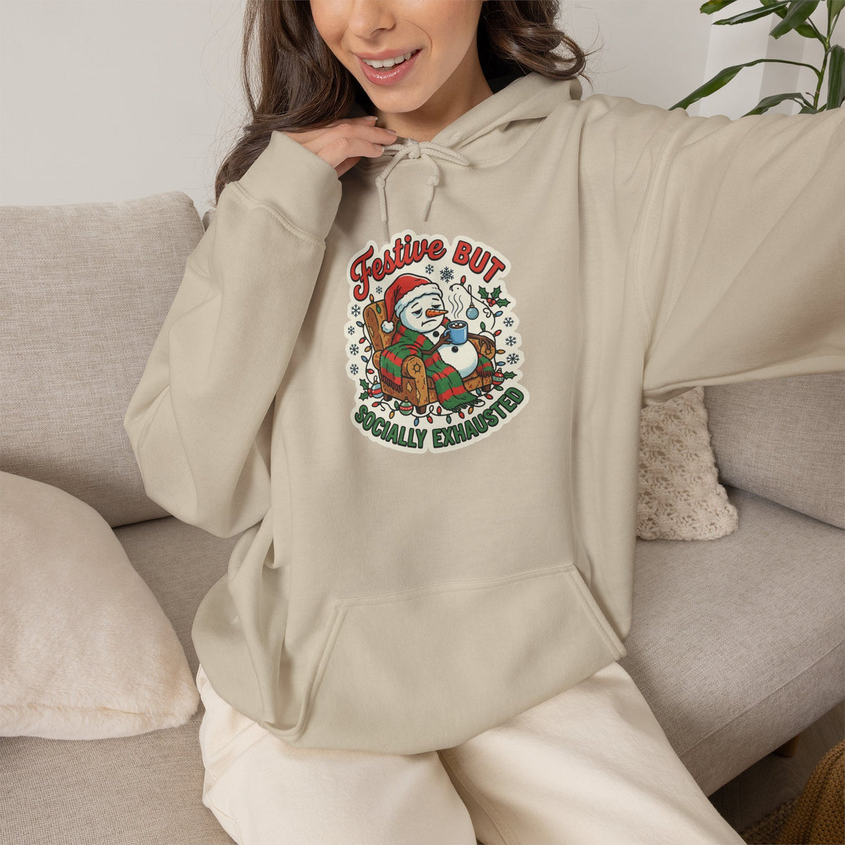 Festive but Socially Exhausted Christmas Hoodie