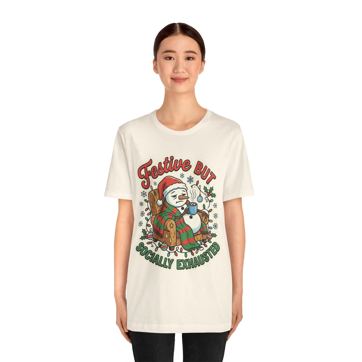 Festive but Socially Exhausted Christmas T-Shirt