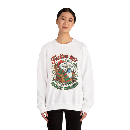Festive but Socially Exhausted Christmas Crewneck Sweatshirt