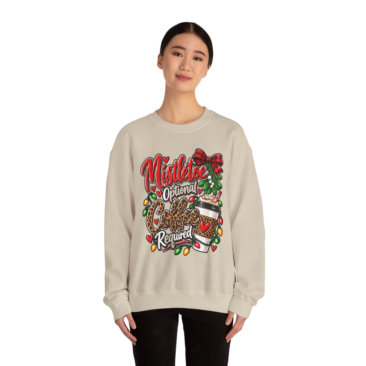 Mistletoe Optional, Coffee Required Christmas Crewneck Sweatshirt
