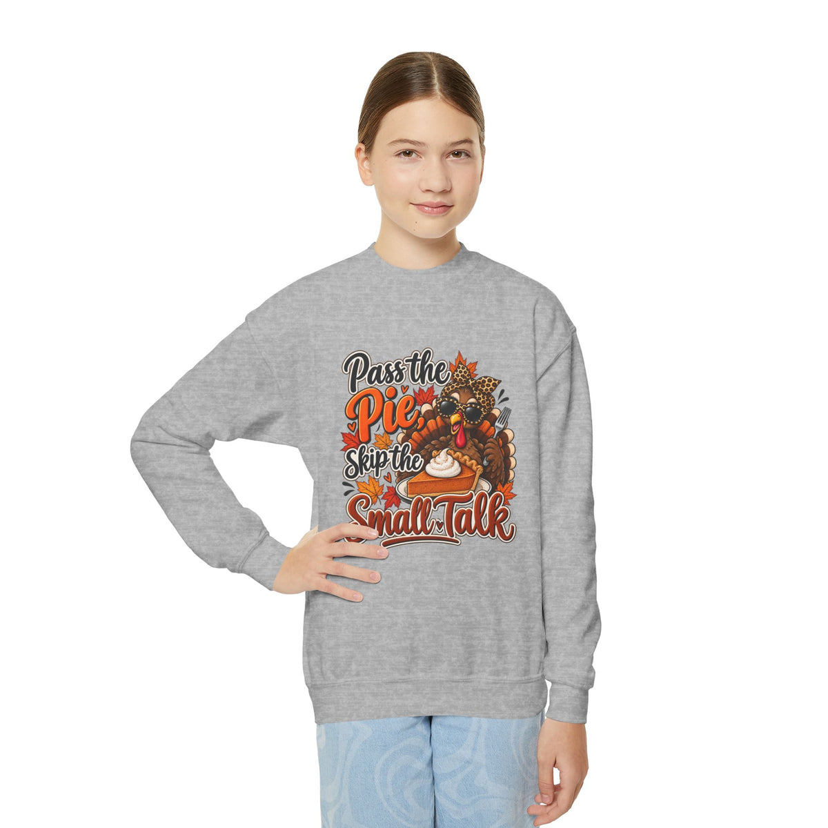 Pass the Pie, Skip the Small Talk Kids Thanksgiving Sweatshirt