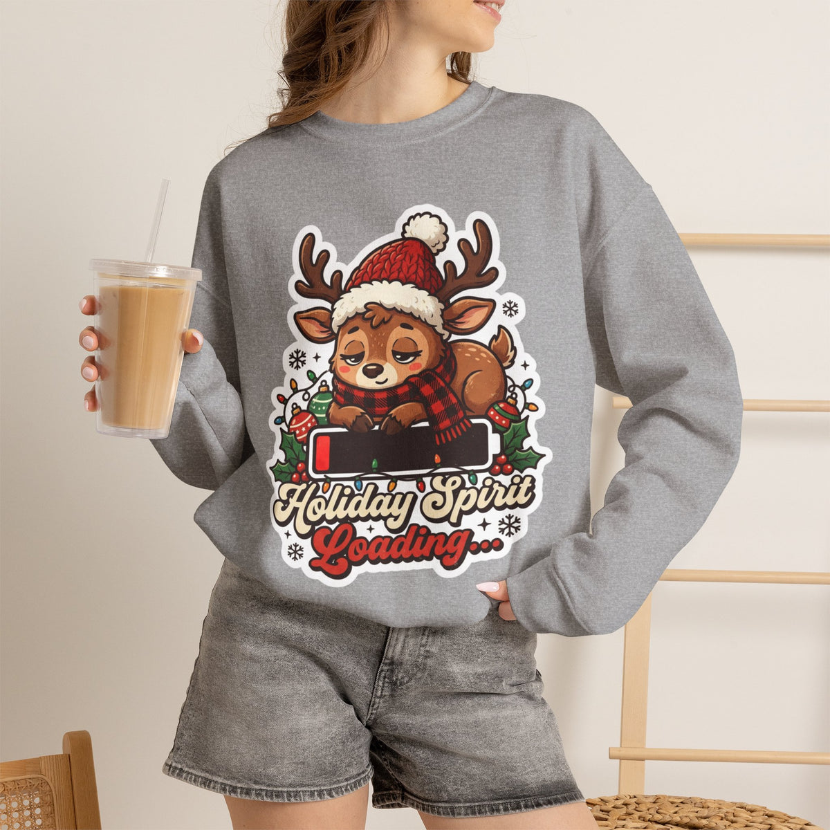 Holiday Spirit Loading Christmas Crewneck Sweatshirt