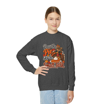 Pass the Pie, Skip the Small Talk Kids Thanksgiving Sweatshirt