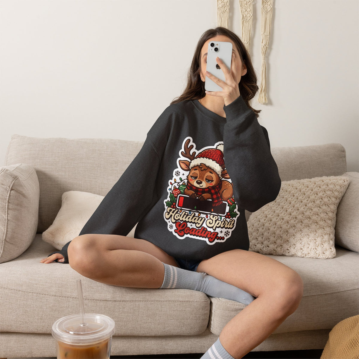 Holiday Spirit Loading Christmas Crewneck Sweatshirt