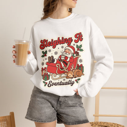 Sleighing It, Eventually Christmas Crewneck Sweatshirt