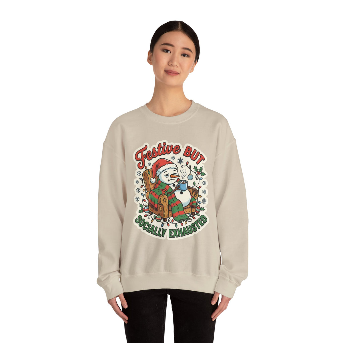 Festive but Socially Exhausted Christmas Crewneck Sweatshirt