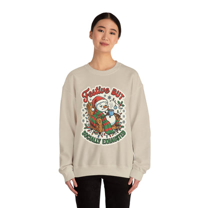 Festive but Socially Exhausted Christmas Crewneck Sweatshirt